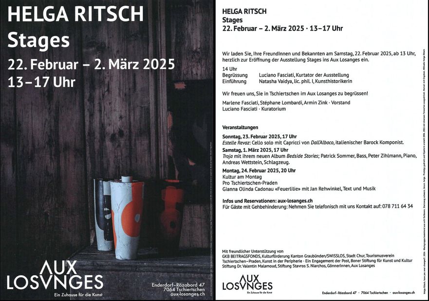 Exhibition poster for stages by Helga Ritsch, Aux Losanges, 2025